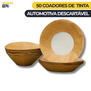 KIT 50Uni. Coador de Tinta Automotiva | Papelão e Nylon - Ótima Filtragem e Retenção de Impurezas em Oferta na Shopee