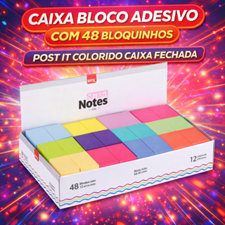 Caixa De Bloco Adesivo Smart Notes 12 Cores c/48 Unidades BRW em Oferta na Shopee
