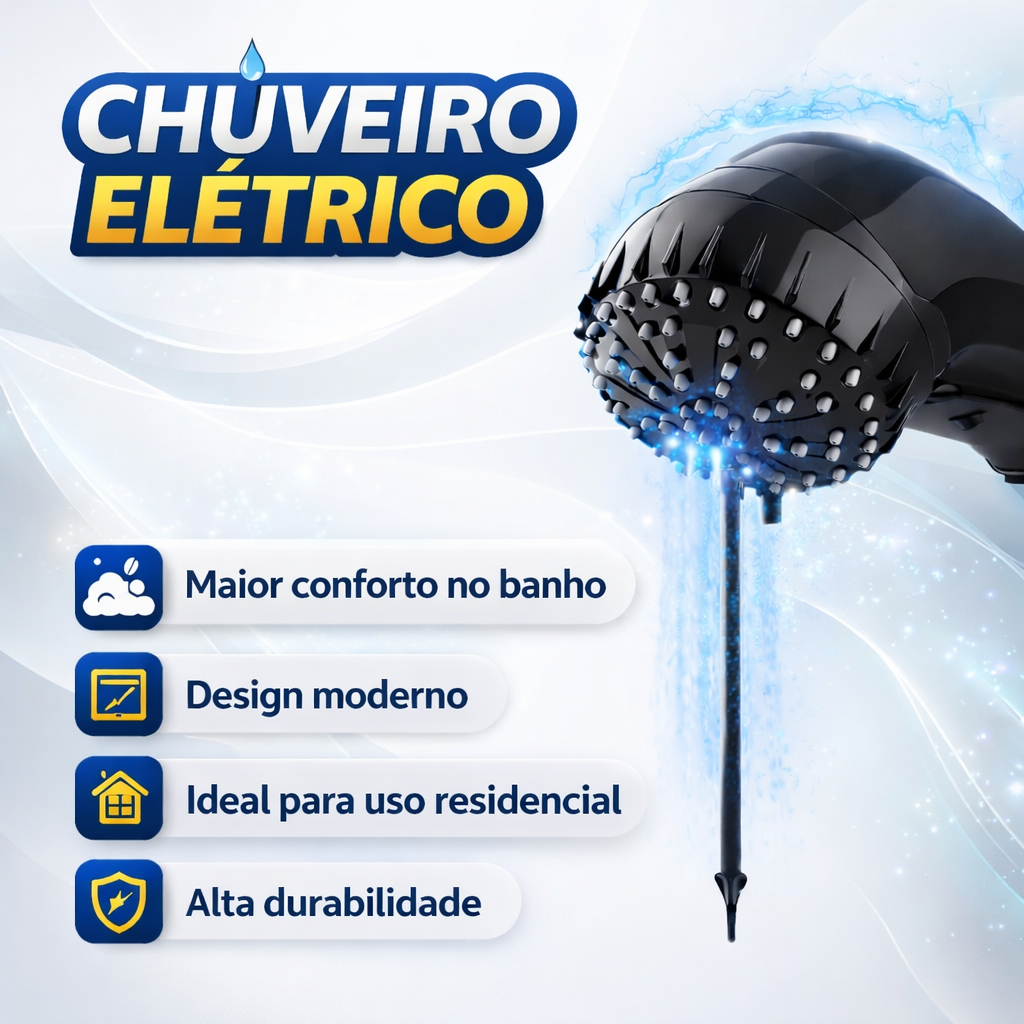 Chuveiro Elétrico Preto Black Piano Top Banho Sintex 127V 5500W