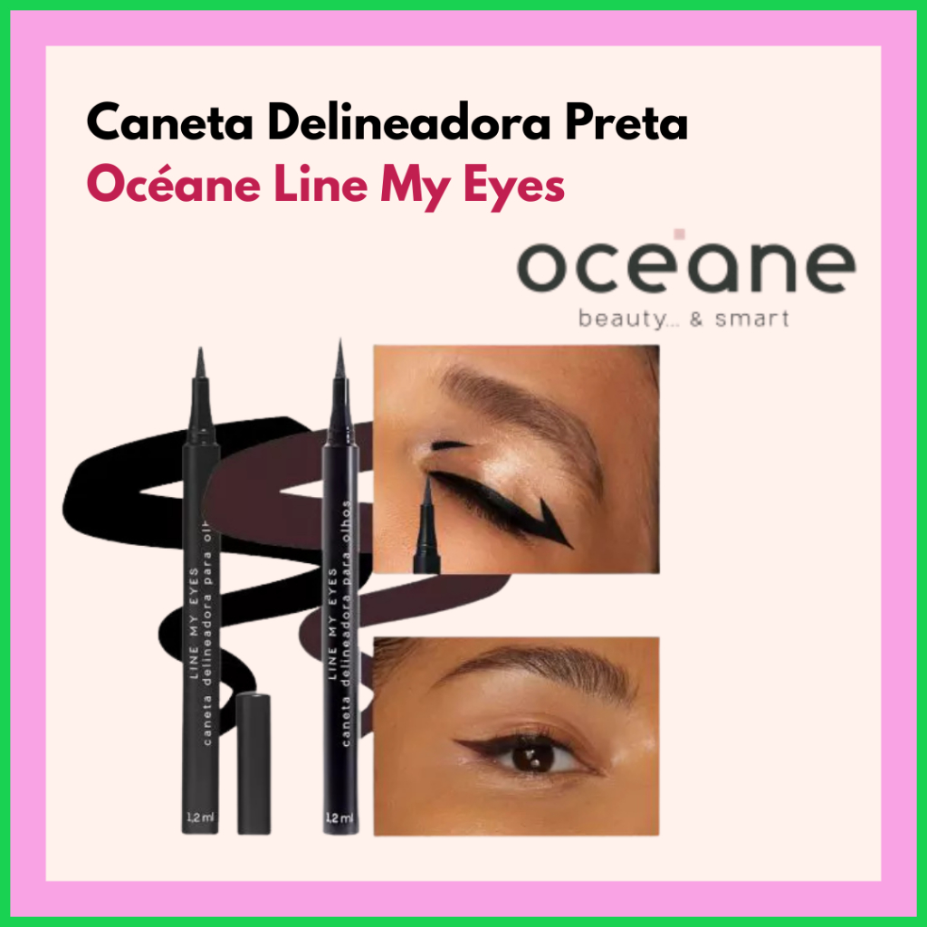 Caneta Delineadora Preta Océane Line My Eyes | Ponta Fina Alta Pigmentação 1,2ml