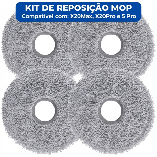 Kit Esfregão Mop Compatível Xiaomi Robô Aspirador X20 Max X20 Pro X20+ Lavável