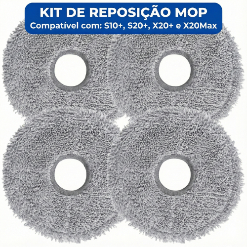 Kit Esfregões Mop Compatível Xiaomi Robô Aspirador S10+ S20+ X10+ X20+ Microfibra