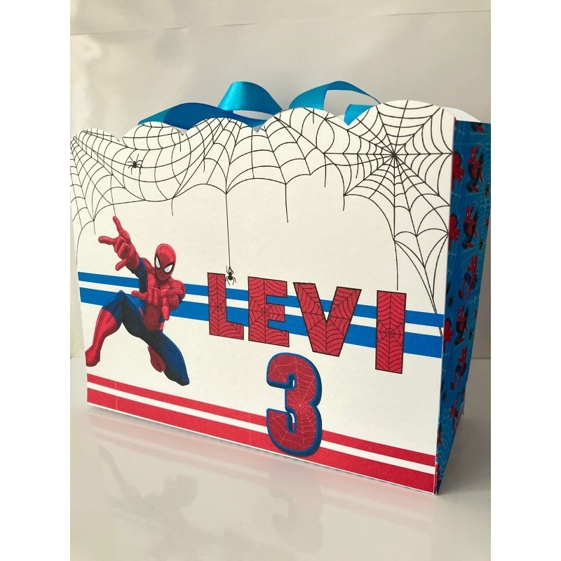 Sacolinha HOMEM ARANHA Personalizada – Lembrancinha Infantil – Festa Homem Aranha – Papel 180g – Alça fio nautico