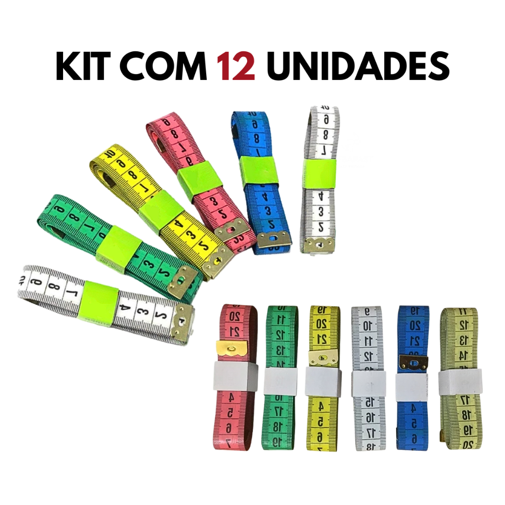 Kit 12 Fitas Métricas Corporais 1,50m – Flexível para Costura, Dieta e Medidas do Corpo