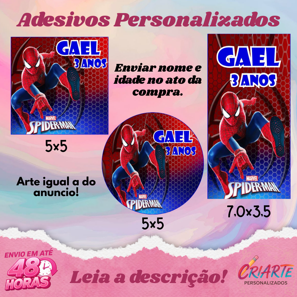 Homem Aranha - Kit com 40/60/100 UND de Adesivos Personalizados S/RECORTE  - Envio Rápido em Oferta na Shopee