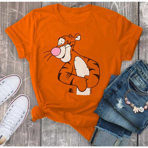 Camiseta T-shirt feminina TIGRÃO estampada personagem desenho 100% algodão confortavél , leve para passeio dia a dia