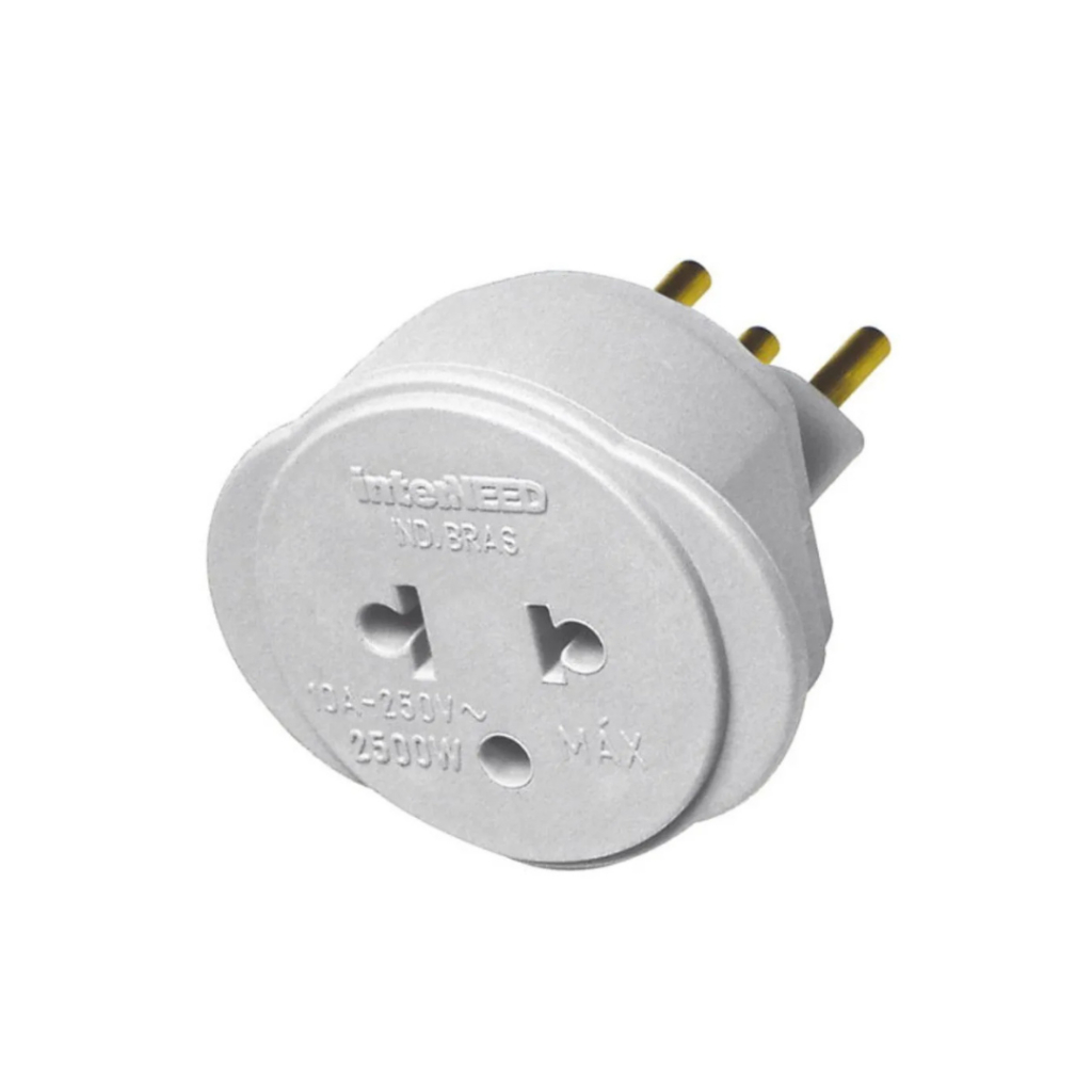 Adaptador Universal Interneed 2P+T e 2P  Branco Casa Eletrodomésticos Apartamento Condomínio Quarto