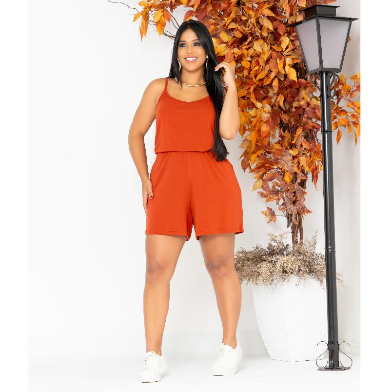 Macaquinho Regata Alcinha e Shorts Feminino Viscolycra Soltinho