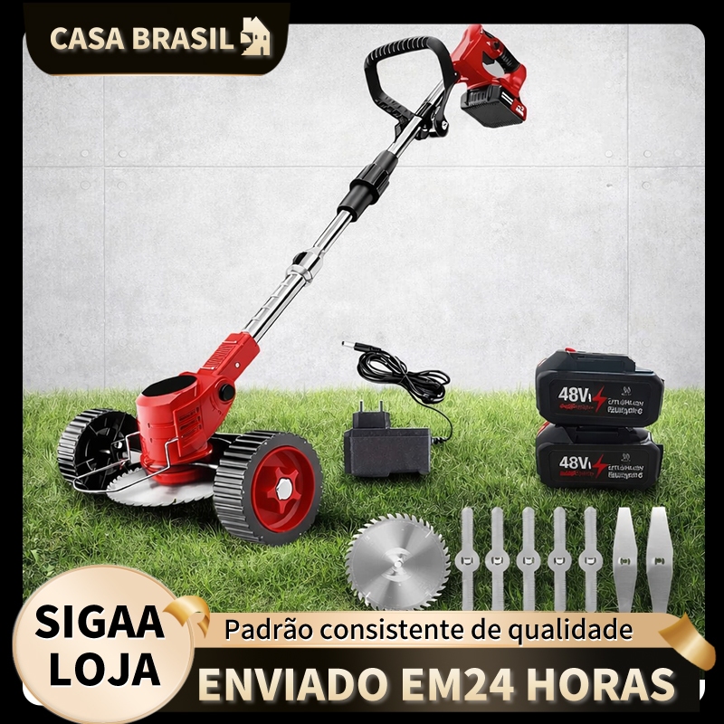 Aparador Cortador De Grama /Roçadeira Elétrica 1580w Bateria de Lítio 48V em Oferta na Shopee