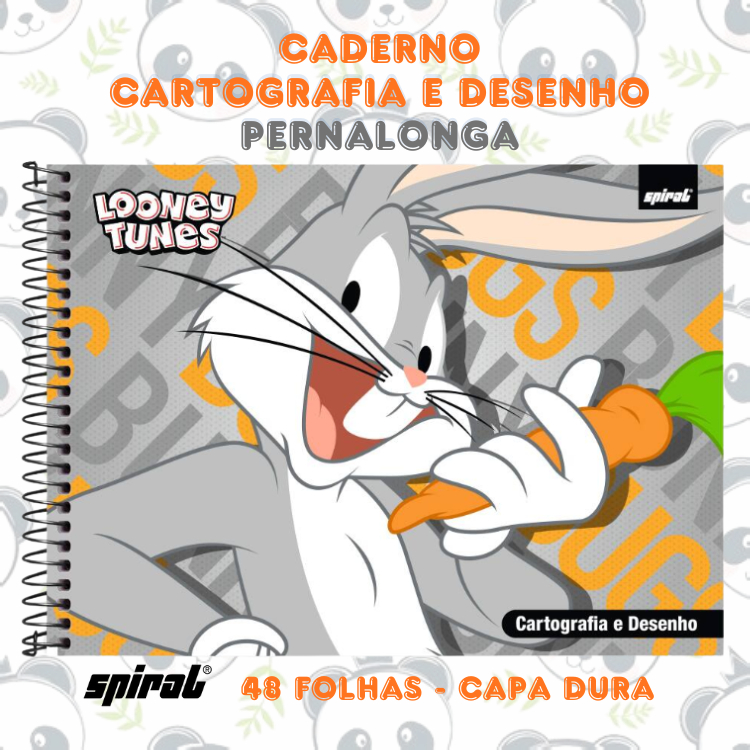Caderno Cartografia e Desenho Capa Dura Looney Tunes Pernalonga 48 folhas | Spiral