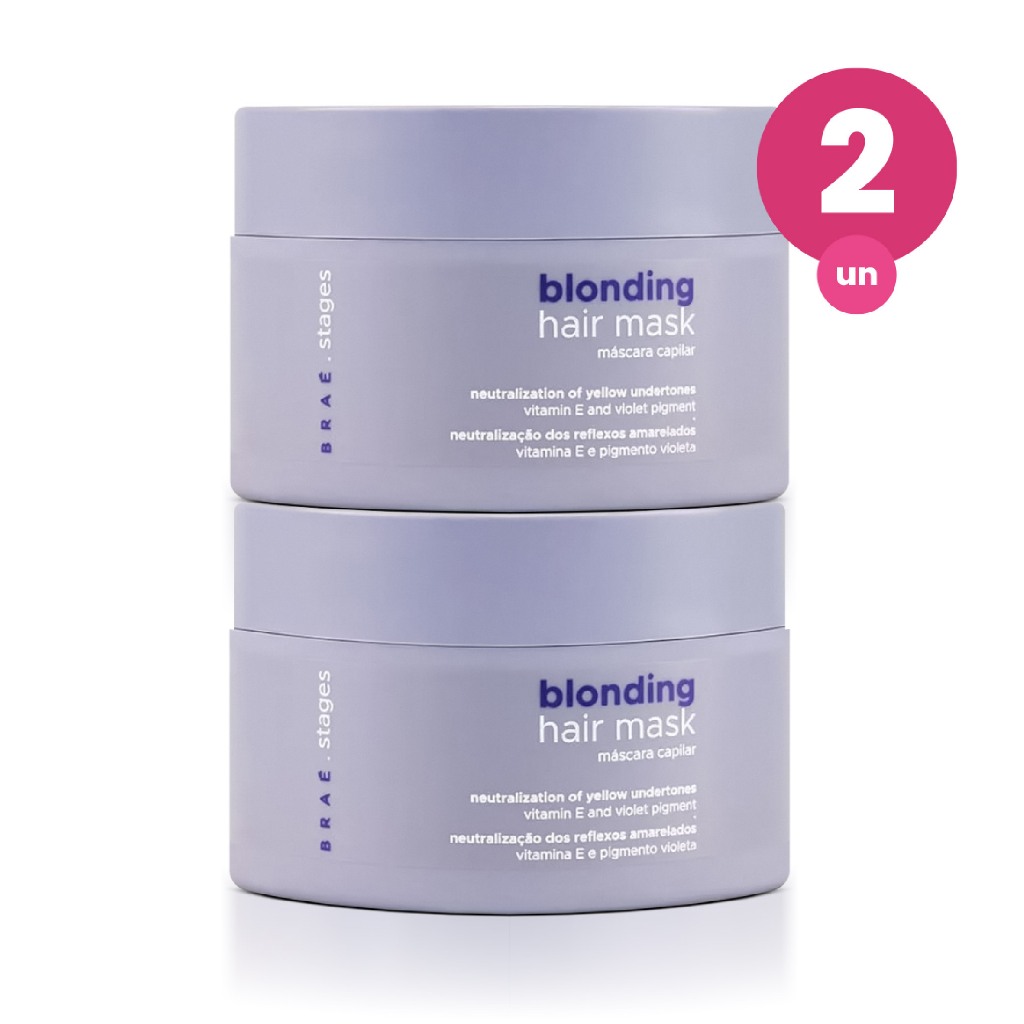 Kit 2 Máscara Capilar Condicionante Braé Stages Blonding 200g Matizadora para Cabelos Loiros