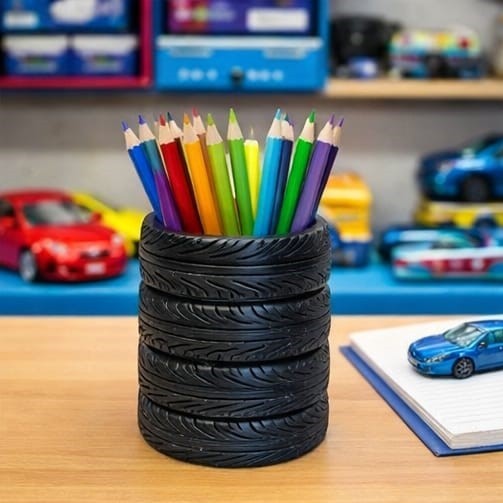 Porta Lápis Canetas Infantil Pneu Carro / Organizador Mesa de Estudos / Porta Treco Volta…
