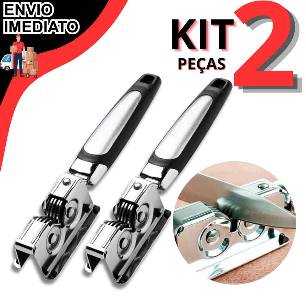 Kit 2 Afiador Amolador de Facas Tesouras Profissional Manual em Inox Resistente Prático em Oferta na Shopee