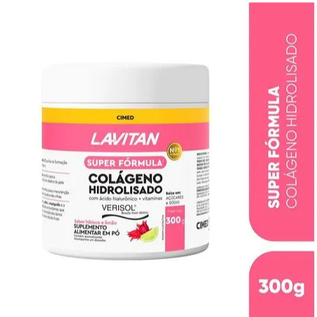 Suplemento Alimentar Em Pó Lavitan Colágeno Hidrolisado Sabor Hibisco E Limão Pote 300g em Oferta na Shopee