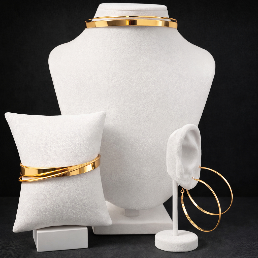Conjunto de joias clássico colar pulseira brincos e gargantilha Conjunto de três