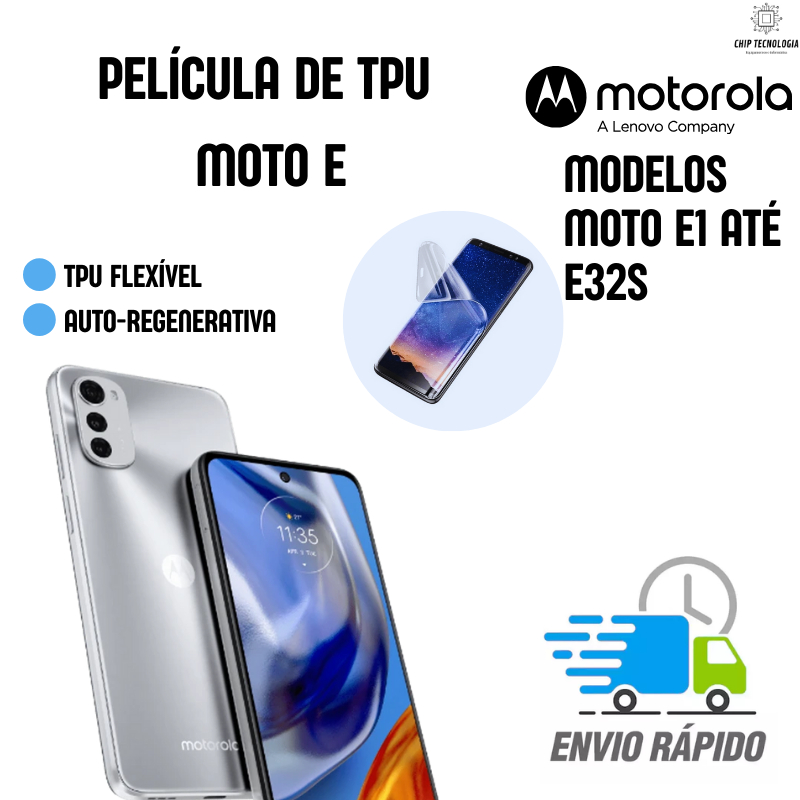 Película TPU Motorola Moto E Flexível Auto-Regenerativa E1 ao E32