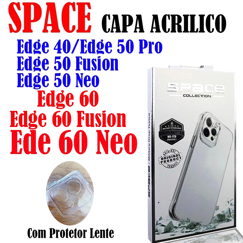 Capa Acrílico Transparente Motorola EDGE 60 NEO/EDGE 60 Fusion/Edge 60/EDGE 50 Neo/Edge 50 Pro/Edge 40/Edge 50 FUSION