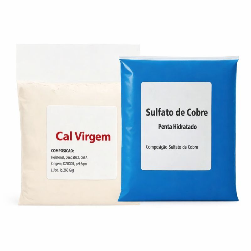 Calda Bordalesa 1kg Sulfato de cobre com cal virgem  fungos e bactérias Jardim Horta Pomar