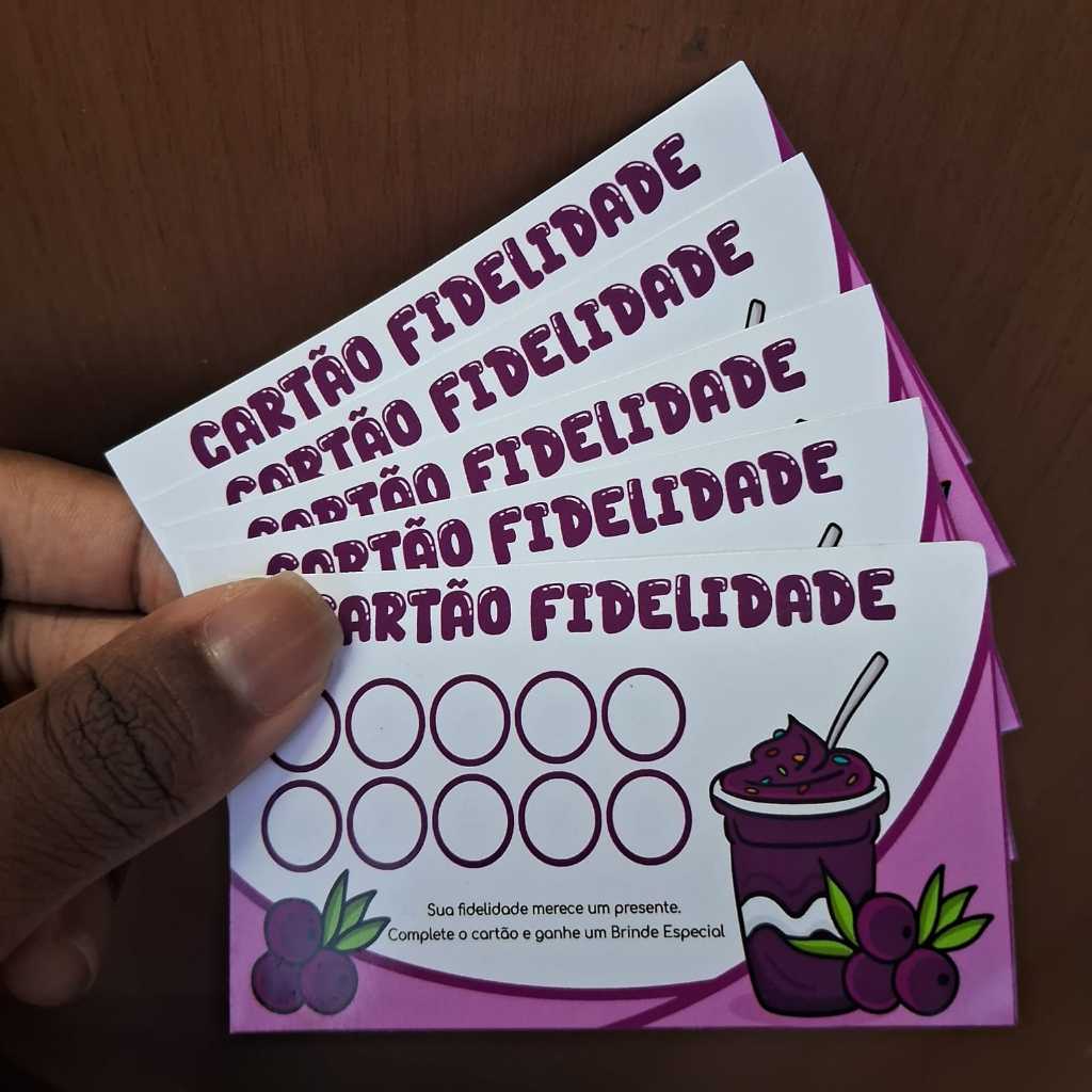 100 Cartões de Fidelidade Açaiteria Açai