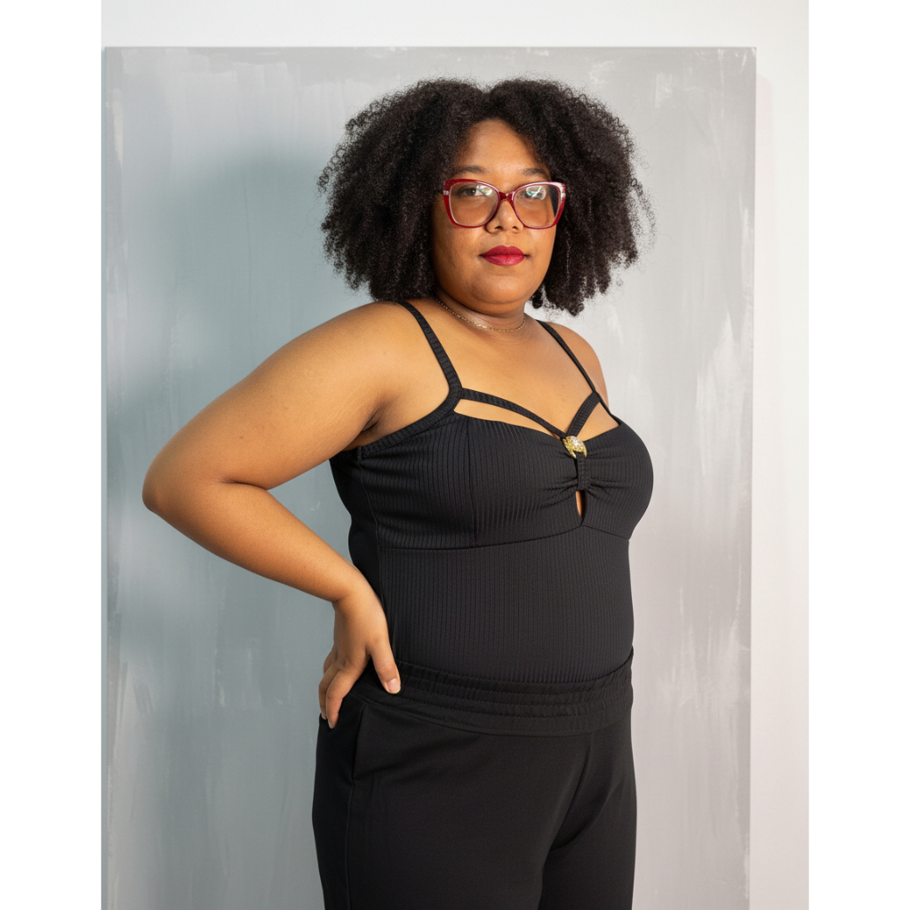 Blusa Feminina Nayre Modas Plus Size Alcinha Canelada Bojo Primavera Verão