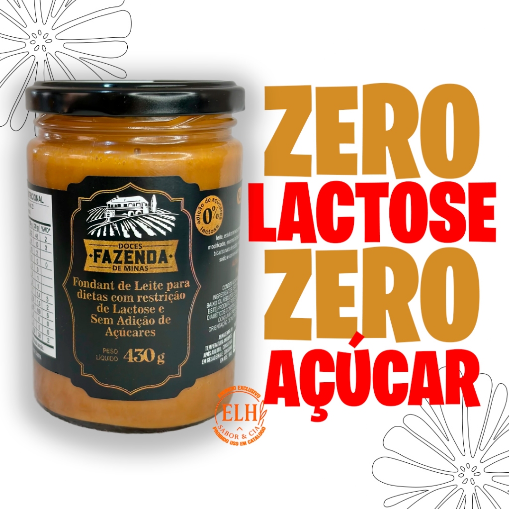Doce de Leite Zero Lactose e Zero Açúcar Adicionado - 430g - Fondant Diet Cremoso Fazenda de Minas