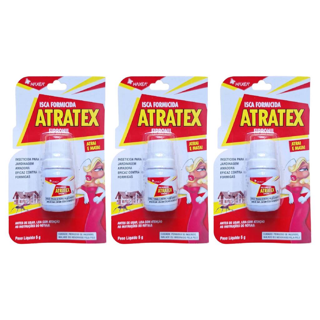 Kit 3 Isca Atratex Mata Formiga Doceira Doméstica e de Jardins 5g
