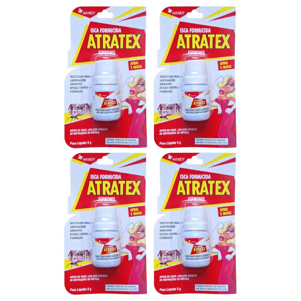 Kit 4 Isca Formicida Atratex Mata Formiga Doceira Doméstica e de Jardins 5g