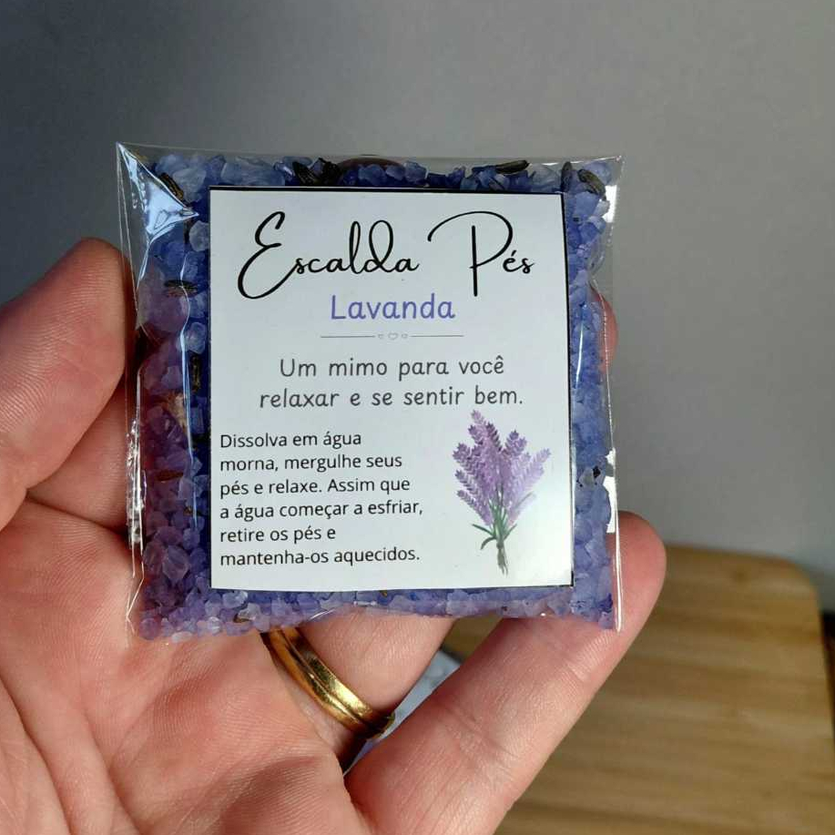 Kit 10 Escalda-Pés de Lavanda Relaxante | Lembrancinha Aromática | Mimo para Clientes | Autocuidado