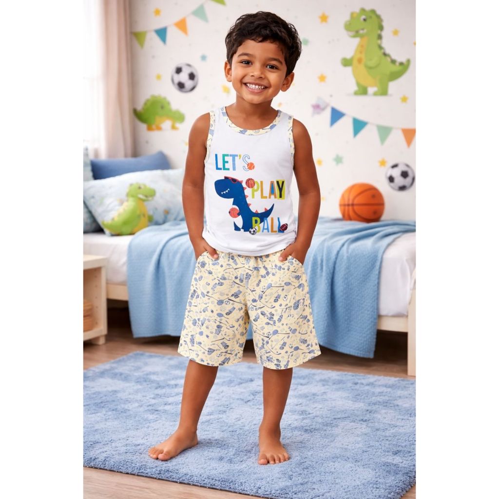 Conjunto Pijama Infantil Menina, Menino, roupa De dormir blusa e short, Tema Carros, Skate, Dinossauro, Panda, Ilhama