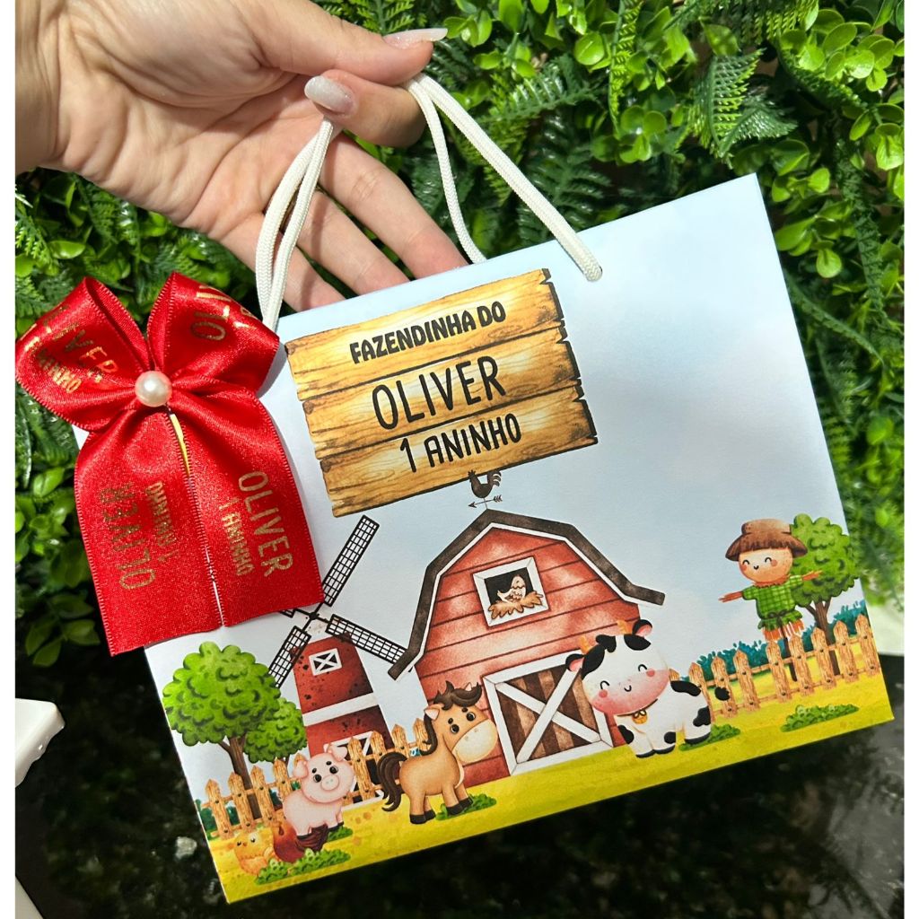 Sacolinha Surpresa Personalizada Fazendinha Menino | Lembrancinhas | Festa Aniversário | Lancheirinha