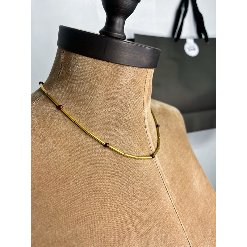 Colar Feminino Dourado Canutilho Tubular Minimalista Geométrico