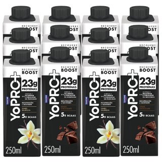 Yopro 23g Danone Whey Proteína Bebida Láctea Uht Chocolate Baunilha Pack 12x250ml em Oferta na Shopee