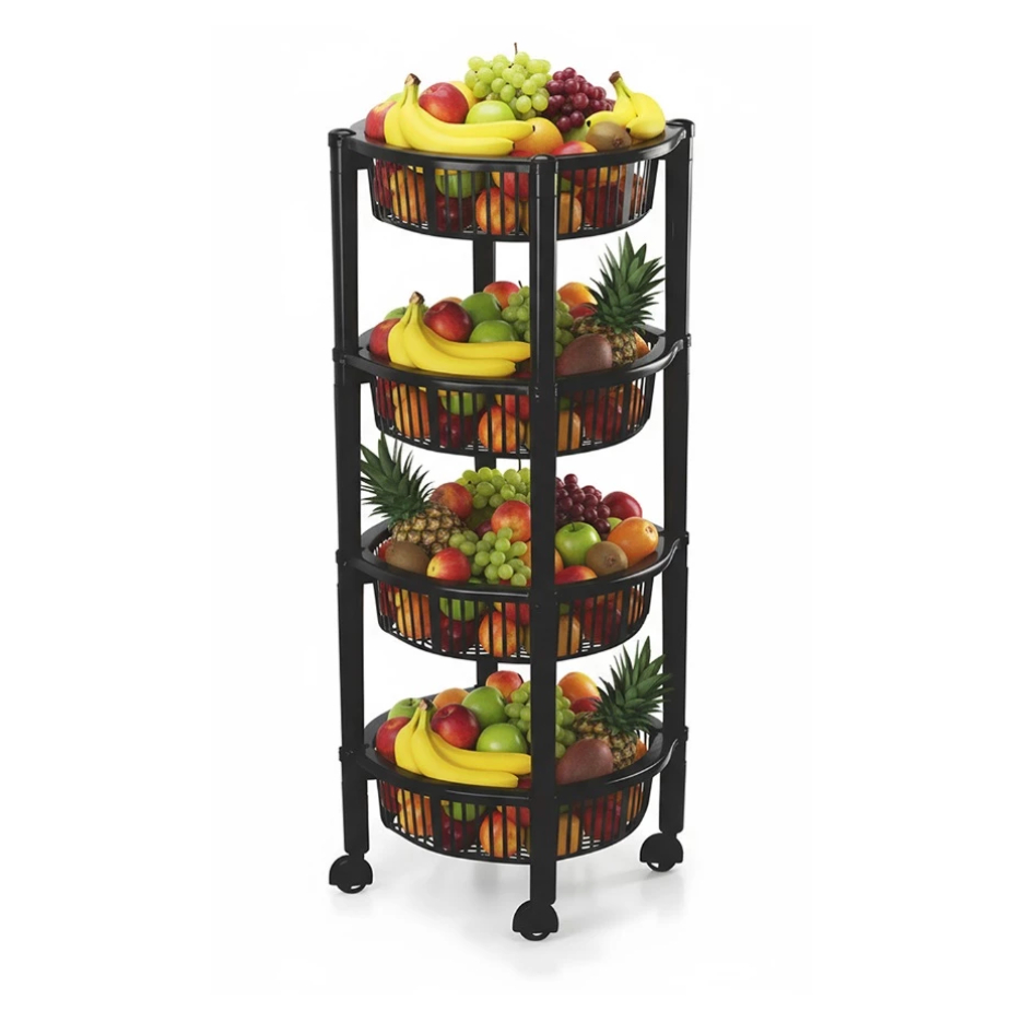 Fruteira Cesto Organizador 4 Andares Preta Empilhável em Oferta na Shopee