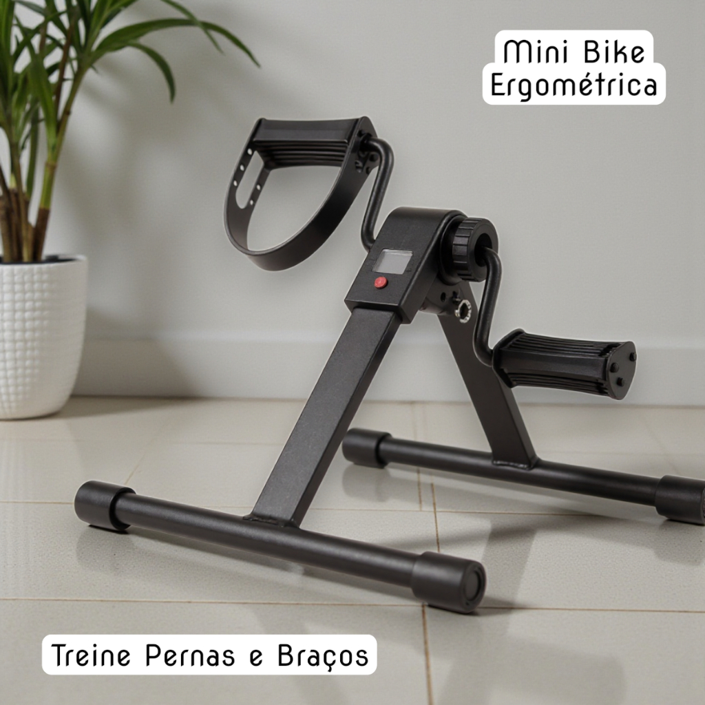 Mini Bike Ergométrica Pernas Braços Fisioterapia Idoso Cicloergometro Pedalinho Profissional Dobrável