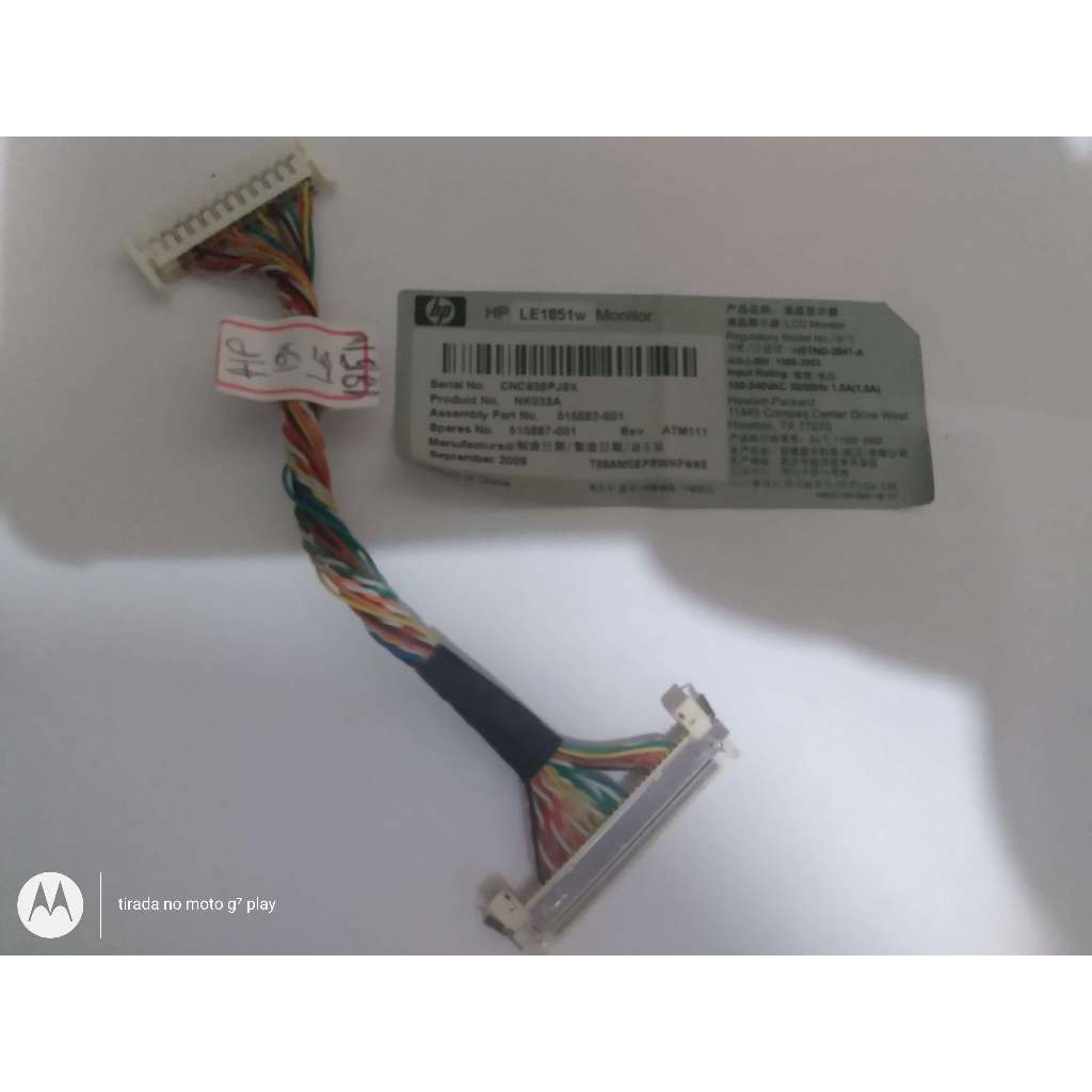 cabo flat do LCD monitor 19" polegadas HP LE1851W usado bom estado