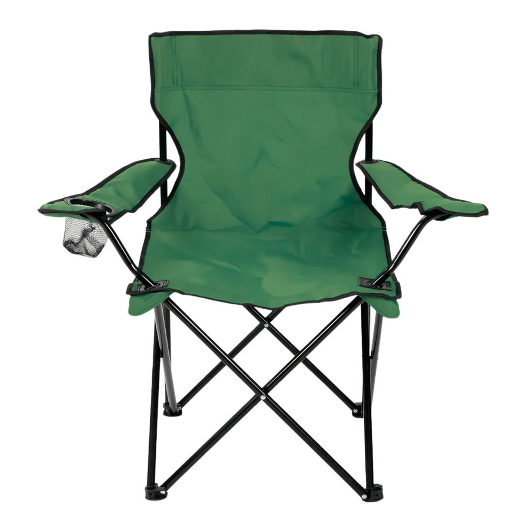 Cadeira Dobrável Cor Verde Acampamento Pesca Praia Atividade Ar Livre Com Bolsa Camping