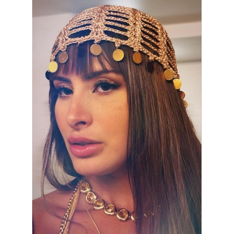 Touca de cabelo, headpiece moda verão praia piscina look boho em Oferta na Shopee