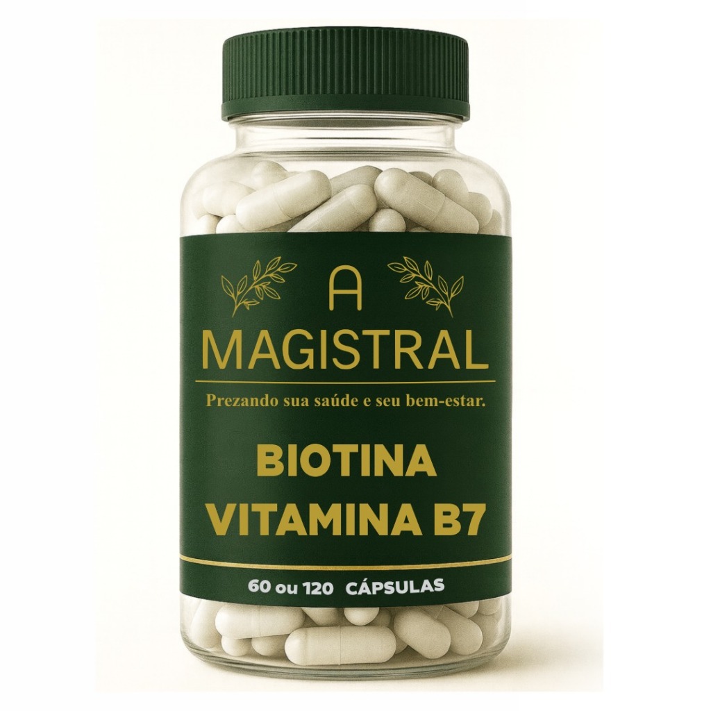 Biotina 5mg Vitamina B7 Original Cabelo Unhas e Pele Vitaminas Suplemento Crescimento Capilar