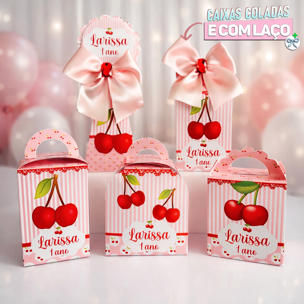 Kit de Caixas Cereja/ Cerejinha Personalizada + BRINDE /Lembrancinha de Festa /Aniversário / KIT FESTA