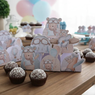 Forminhas Urso Aviador Festa Infantil 50un | Papel 180g | Doces e Brigadeiros em Oferta na Shopee