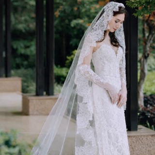 Linda Mantilha Véu LUXO para Noiva 3 Metros Renda Bordado a mão ( Tule Frances) para Casamento Com Pente em Oferta na Shopee