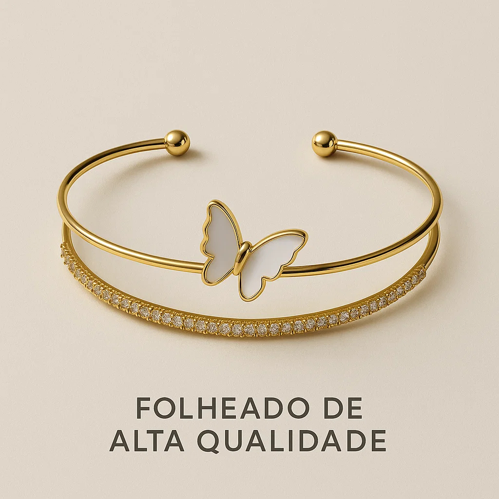 Pulseira Dupla Camada Borboleta com Zircônias - Presente Feminino em Oferta na Shopee