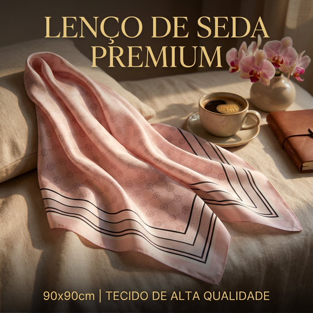 Lenço de Seda 90x90cm Versátil Pescoço Cabeça Bolsa Não Escolhe Tom de Pele