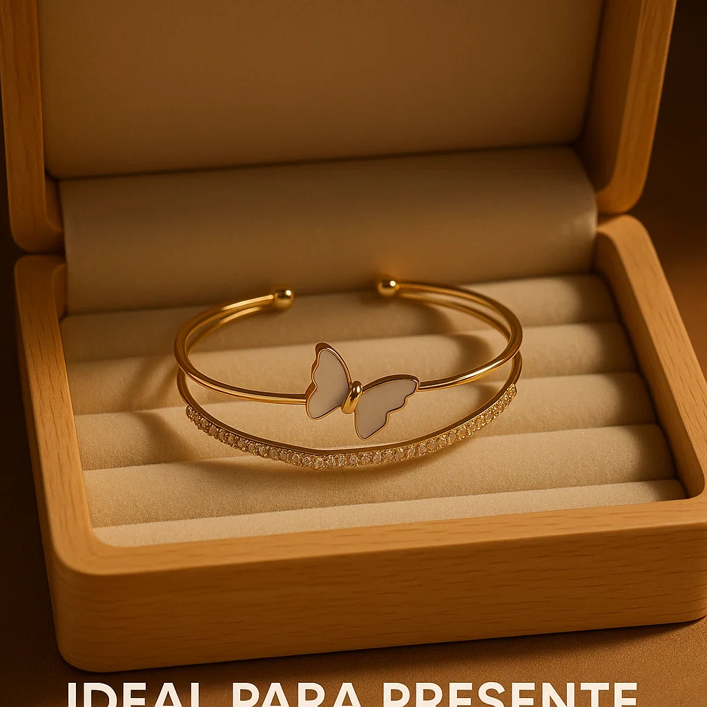 Pulseira Aberta Borboleta 18K Banhado a Ouro • Não Desbota • Design Elegante em Oferta na Shopee