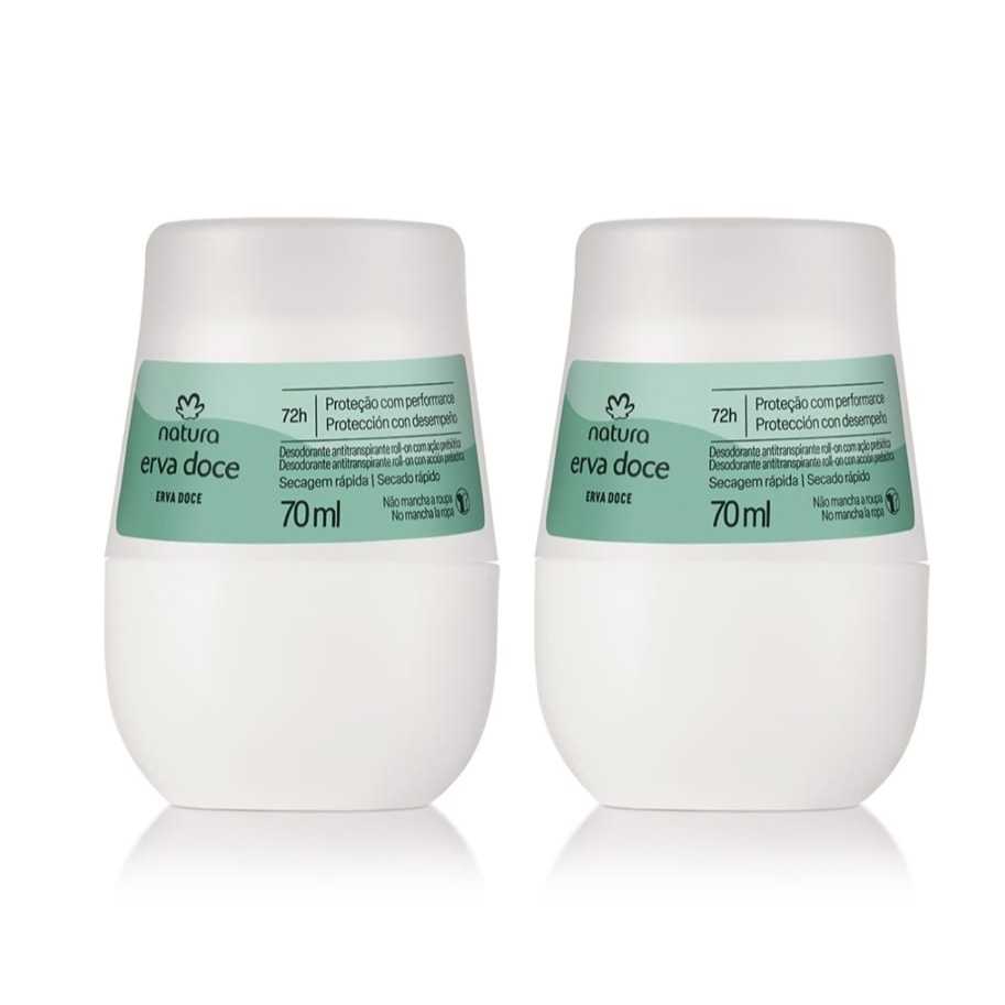 Kit Cuidados Corpo  Desodorante Antitranspirante Roll-on Erva Doce Natura Original