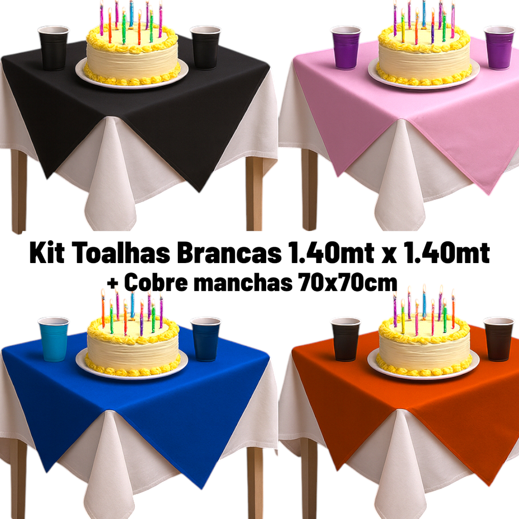 Kit 10 Toalhas de TNT 1,40x1,40m + 10 Cobre Manchas 70x70 cm - Para Decoração De Festas
