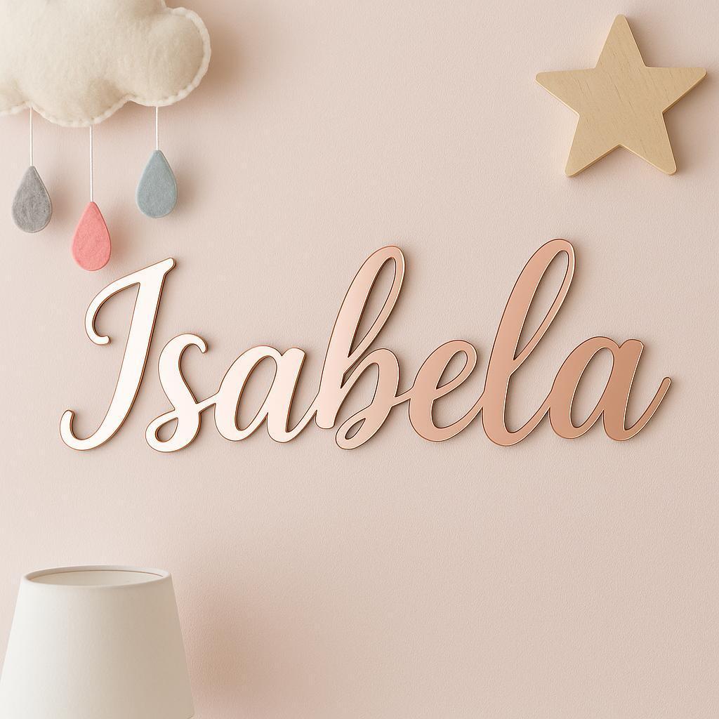 Nome Personalizado em Acrílico Espelhado Decoração para Quarto de Bebê Menino Menina Festa