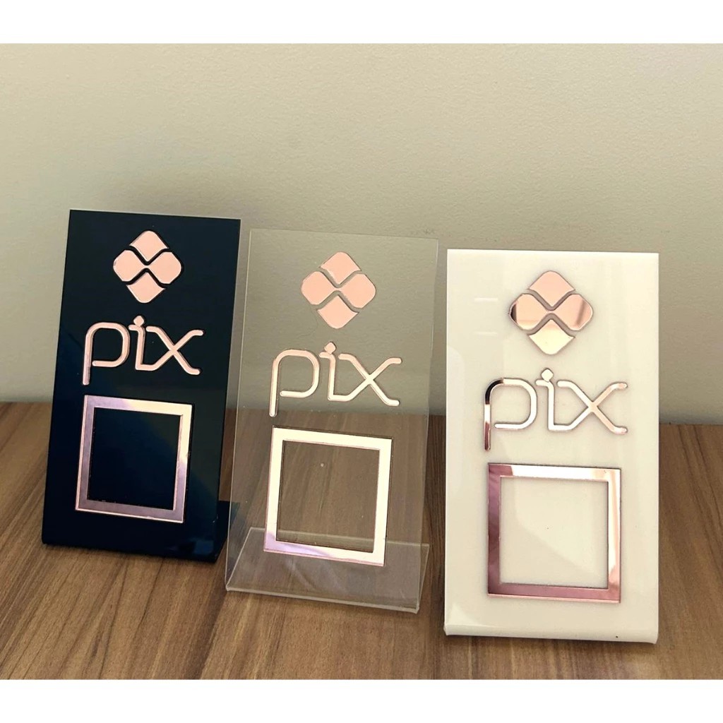 Placa Pix Personalizada em Acrílico Espelhado Elegância no Seu Balcão em Oferta na Shopee