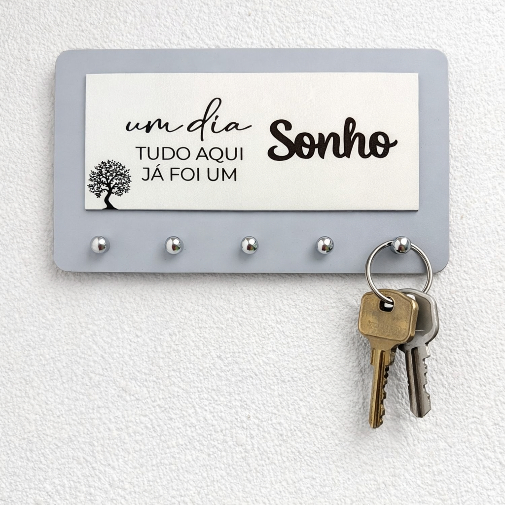 Porta Chaves Decorativo Para Parede 05 Ganchos Em MDF laminado.