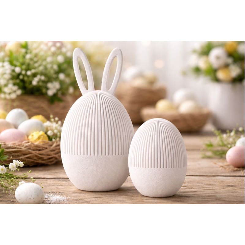 Kit 2 Potes Ovo de Páscoa Decorativos com Tampa Rosqueável - Orelhas de Coelho e Ovo em Impressão 3D